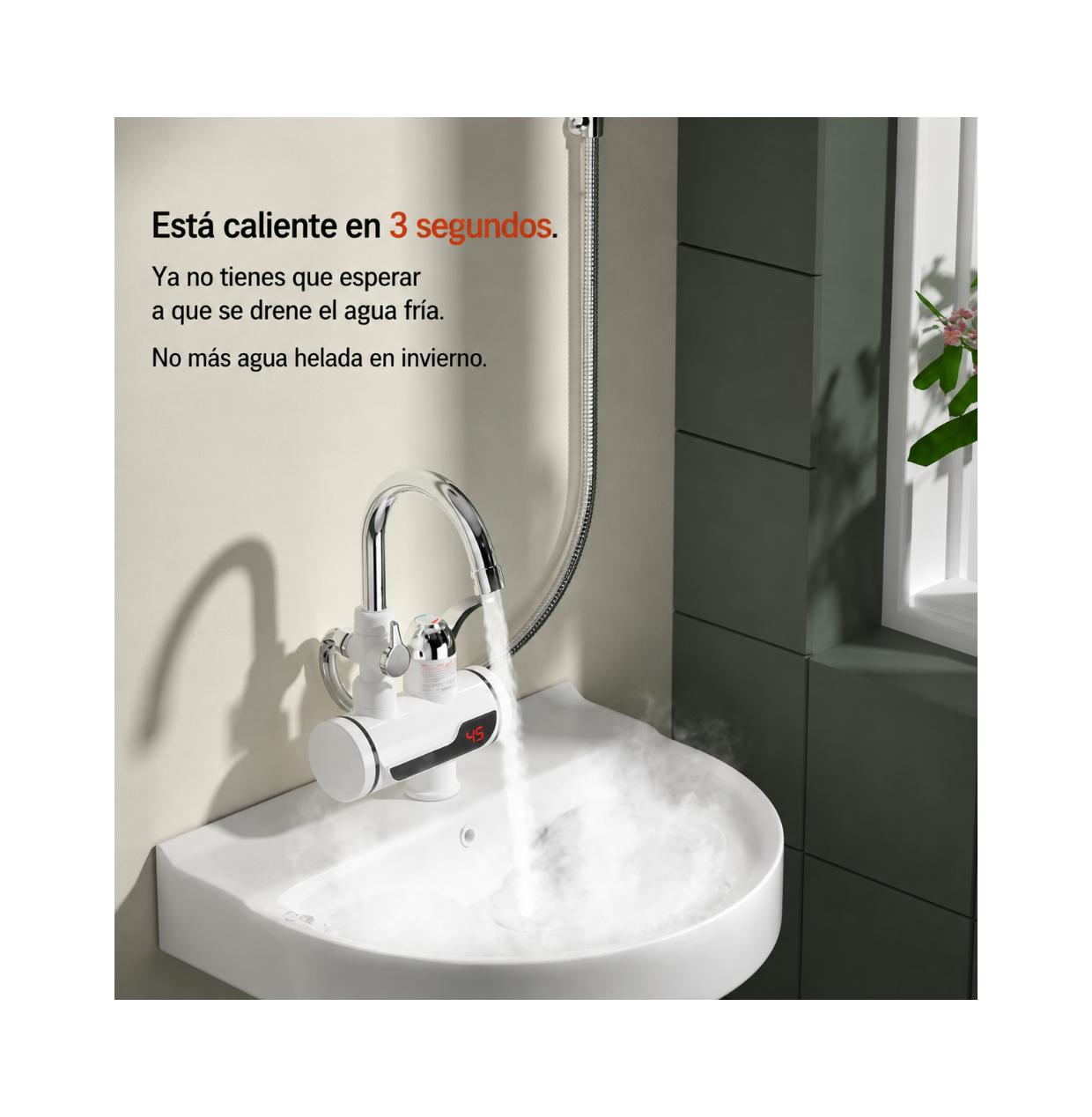 Grifo Calentador con Ducha y Temperatura Ajustable